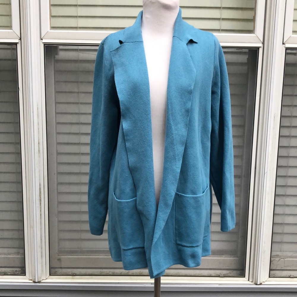 Loft Blue Open Front Knit Cardigan Size Large